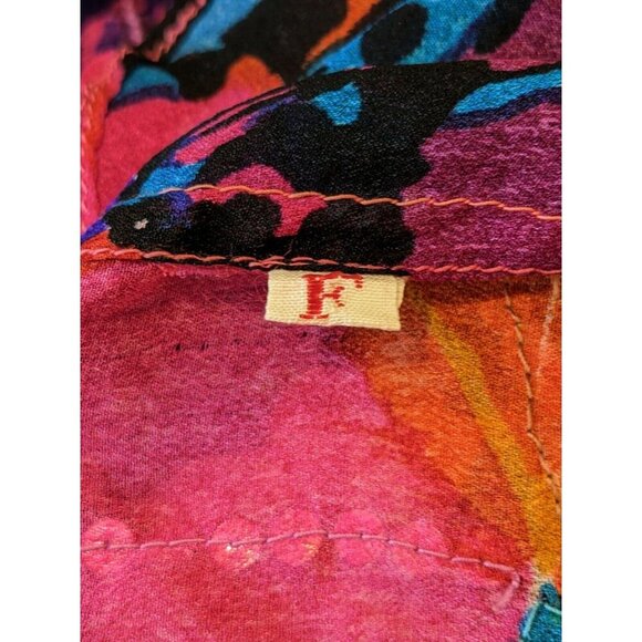 Vintage Judith Ann Plus Silk Button Tunic Blouse Sheer Plus 3X Embellished Bold - Picture 8 of 9